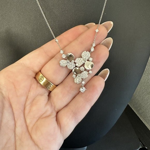 Tiffany & Co. Platinum Diamond Paper Flowers Necklace - Picture 2 of 5